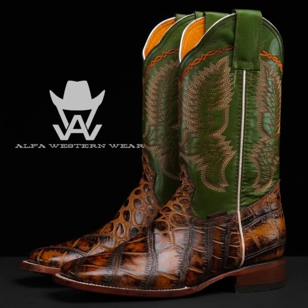 Men’s Handmade Honey American Alligator – Square Toe