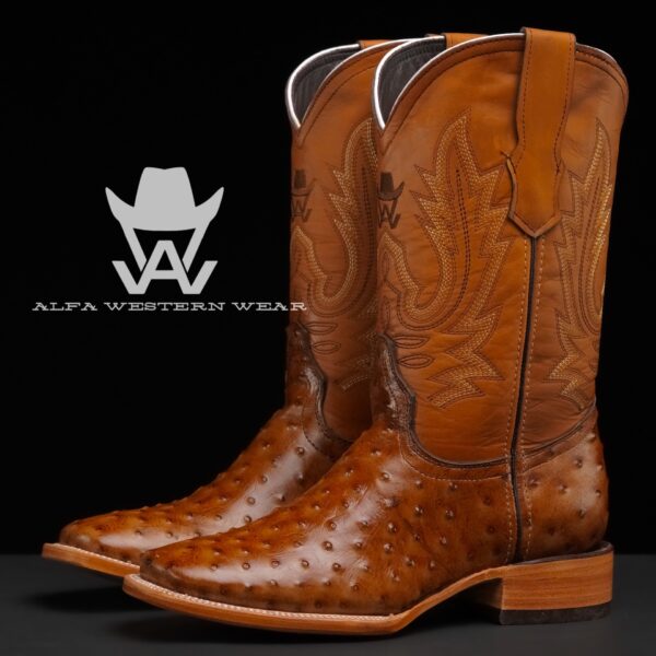 Men’s Handmade Honey Ostrich – Square Toe