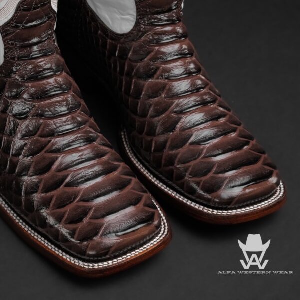 Men’s Handmade Chocolate Brown Python – Square Toe - Image 2