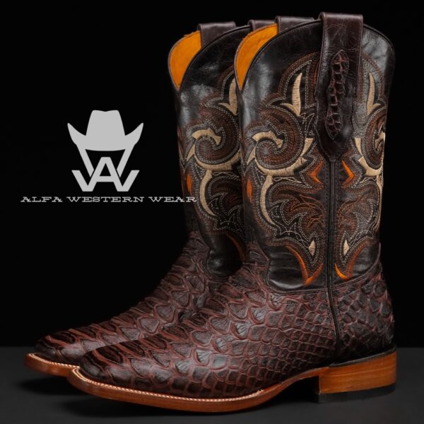 Men’s Handmade Brown Python – Square Toe