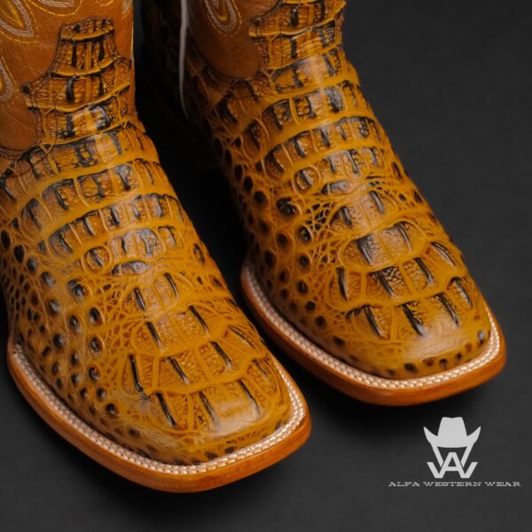 Men’s Handmade Honey Caiman Neck – Square Toe - Image 2