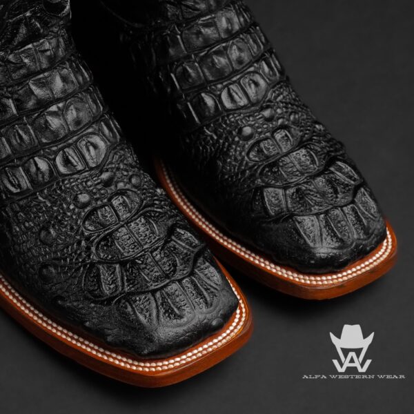 Men’s Handmade Black Caiman Neck – Square Toe - Image 2