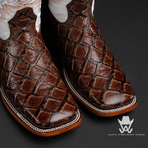 Men’s Handmade Brown Fish Scale – Square Toe - Image 2