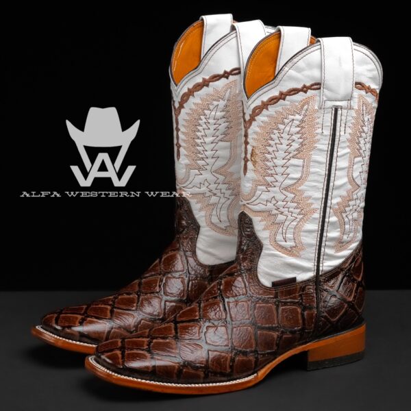 Men’s Handmade Brown Fish Scale – Square Toe