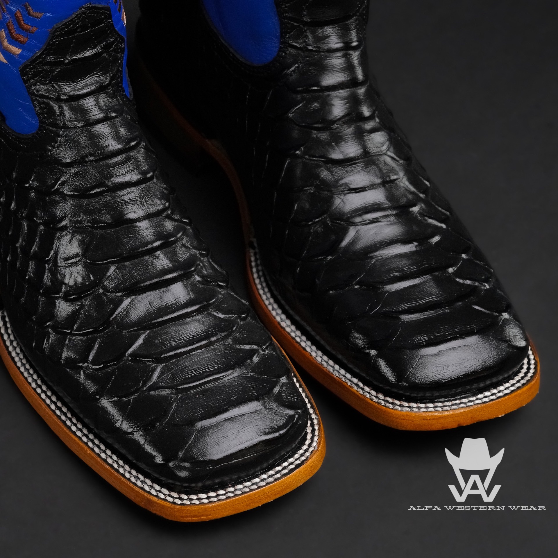 Men’s Handmade Black Python – Square Toe - Image 2