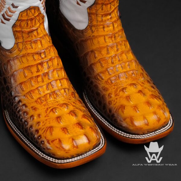 Men’s Handmade Honey Caiman Neck – Square Toe - Image 2