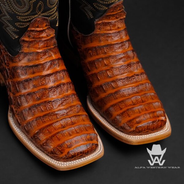 Men’s Handmade Cognac Caiman Horn Back – Square Toe - Image 2