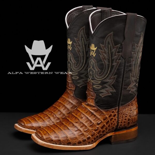 Men’s Handmade Honey Caiman Horn Back – Square Toe