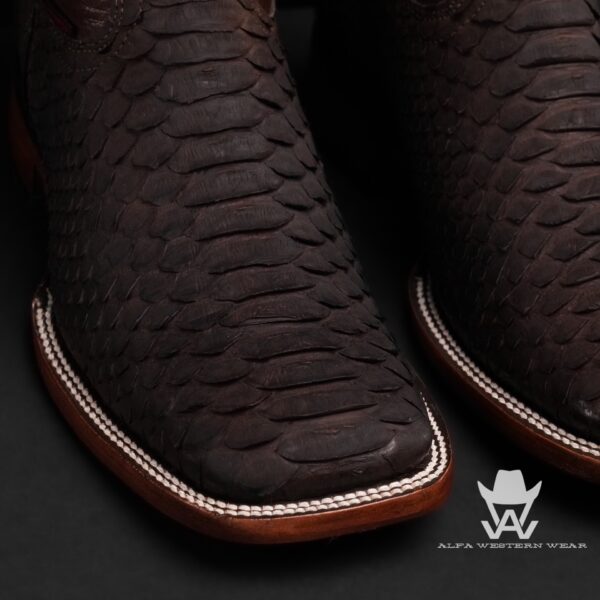 Men’s Handmade Genuine Matte Brown Python – Square Toe - Image 2