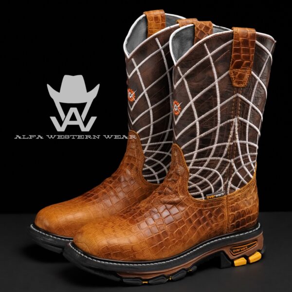 Men’s Handmade Honey Caiman Belly Steel Toe – Square Toe
