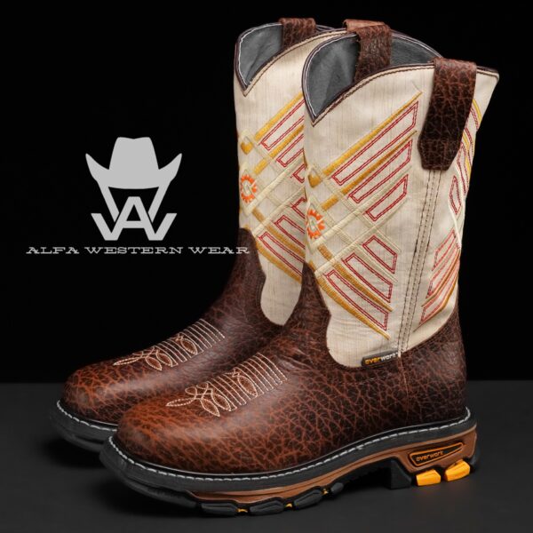 Men’s Handmade Brown Bull Hide Steel Toe – Square Toe