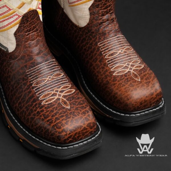 Men’s Handmade Brown Bull Hide Steel Toe – Square Toe - Image 2