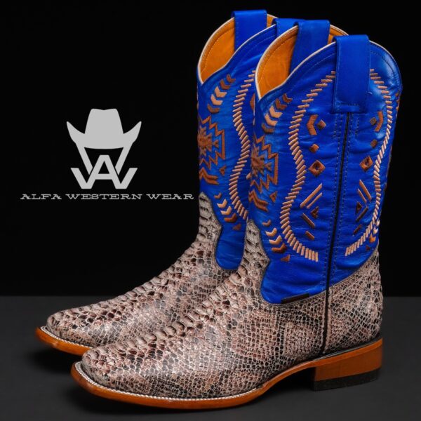Men’s Handmade Rustic Natural Python – Square Toe
