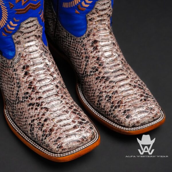 Men’s Handmade Rustic Natural Python – Square Toe - Image 2