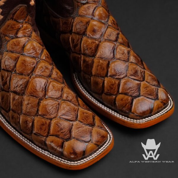 Men’s Handmade Honey Fish Scale – Square Toe - Image 2