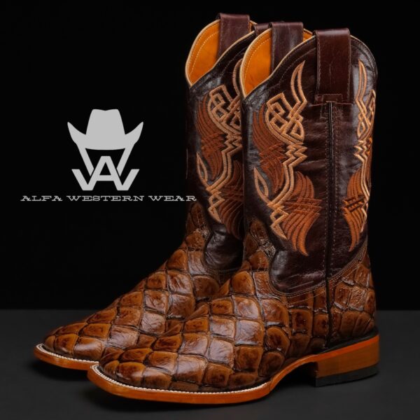Men’s Handmade Honey Fish Scale – Square Toe