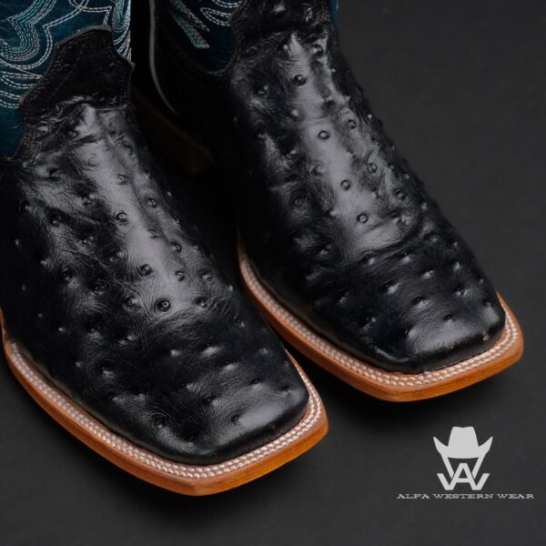 Men’s Handmade Black Ostrich – Square Toe - Image 2