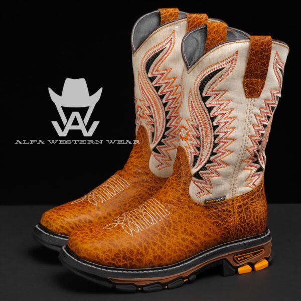 Men’s Handmade Honey Bull Hide Steel Toe – Square Toe