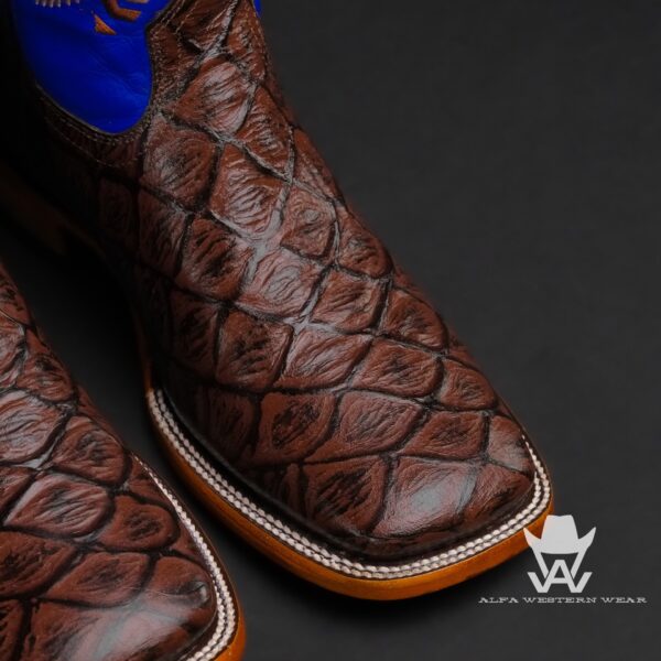 Men’s Handmade Chocolate Brown Fish Scale – Square Toe - Image 2