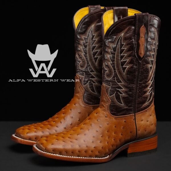 Men’s Handmade Honey Ostrich – Square Toe