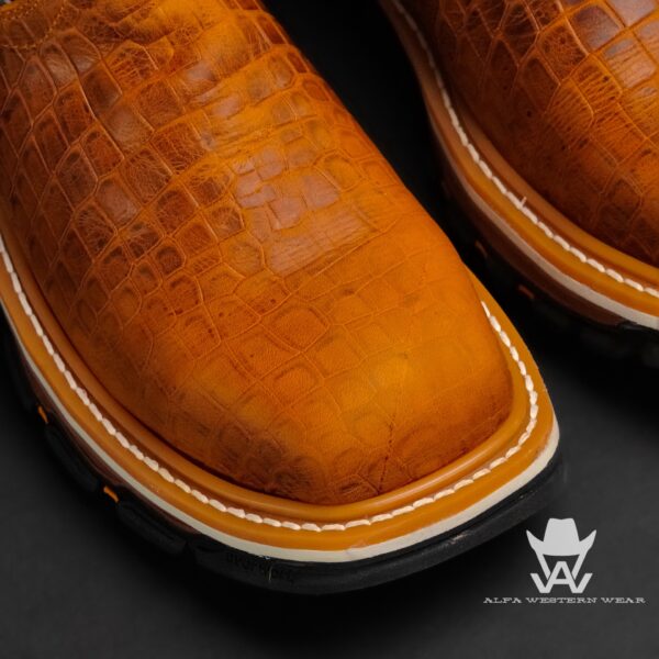 Men’s Handmade Honey Caiman Belly Steel Toe – Square Toe - Image 2