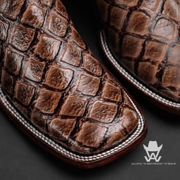 Men’s Handmade Brown Fish Scale – Square Toe - Image 2