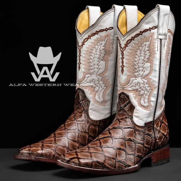 Men’s Handmade Brown Fish Scale – Square Toe