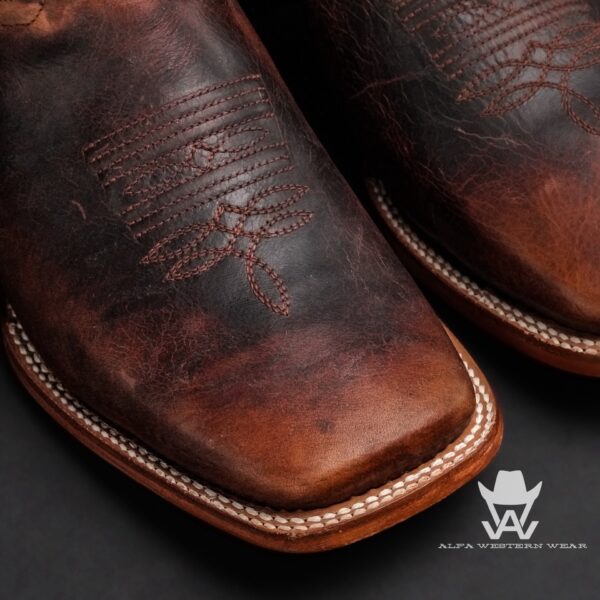 Men’s Handmade ALFA Rustic Brown Elephant Ear – Square Toe - Image 2