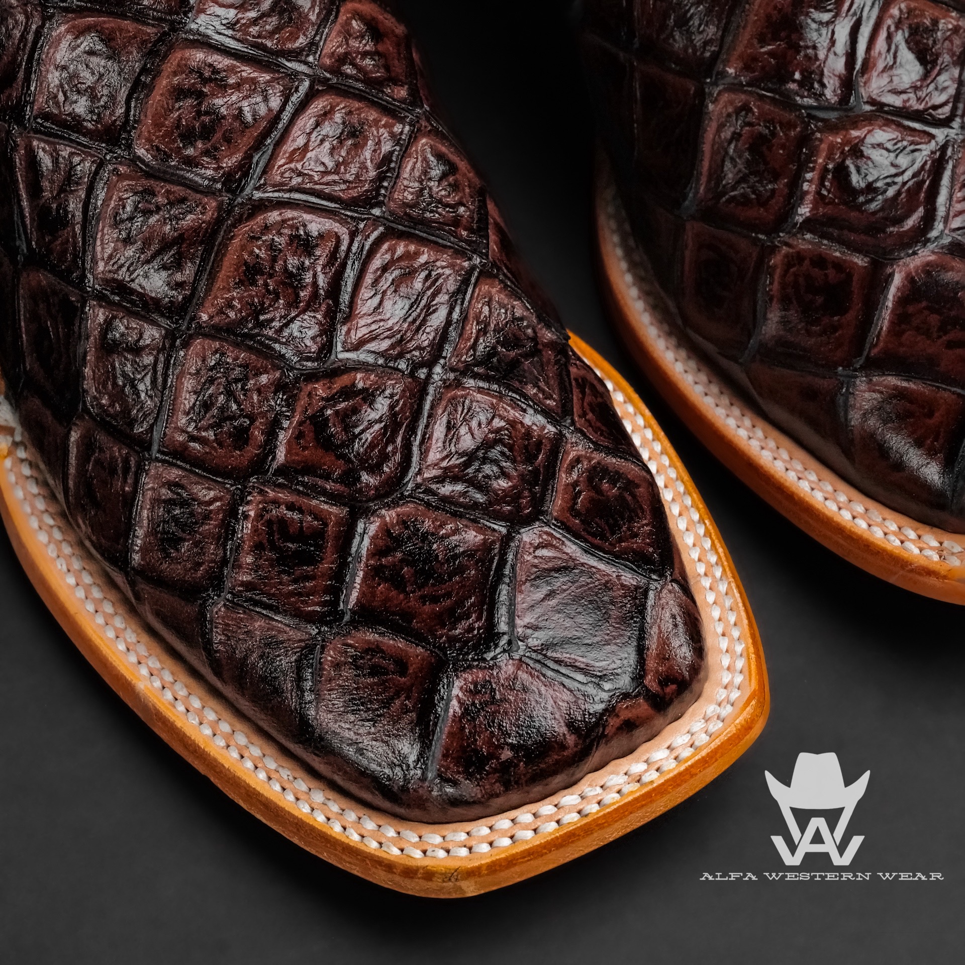 Men’s Handmade Chocolate Brown Fish Scale – Square Toe - Image 2