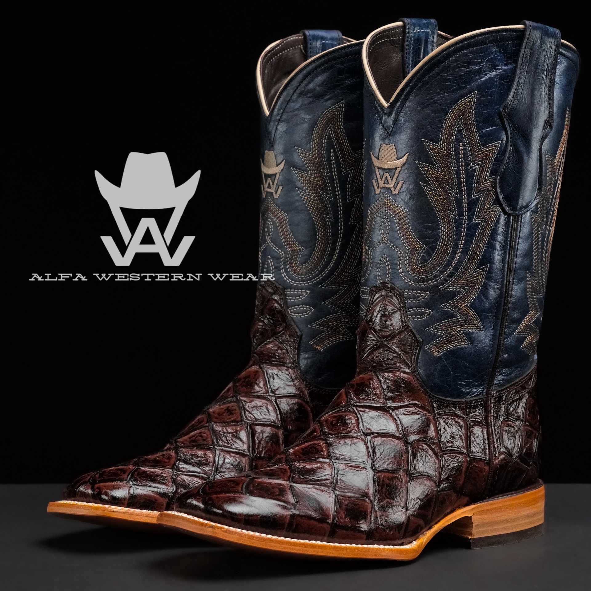 Men’s Handmade Chocolate Brown Fish Scale – Square Toe