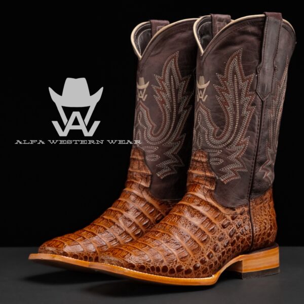 Men’s Handmade Honey Caiman Horn Back – Square Toe