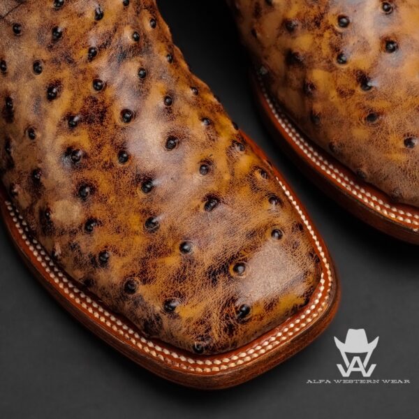 Men’s Handmade Honey Ostrich – Square Toe - Image 2