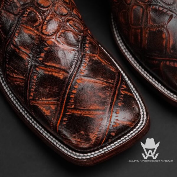 Men’s Handmade Cognac American Alligator – Square Toe - Image 2