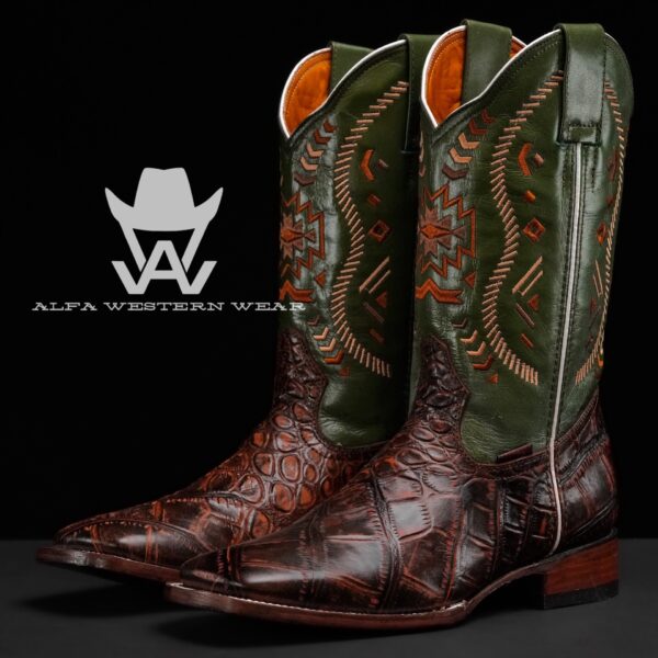 Men’s Handmade Cognac American Alligator – Square Toe