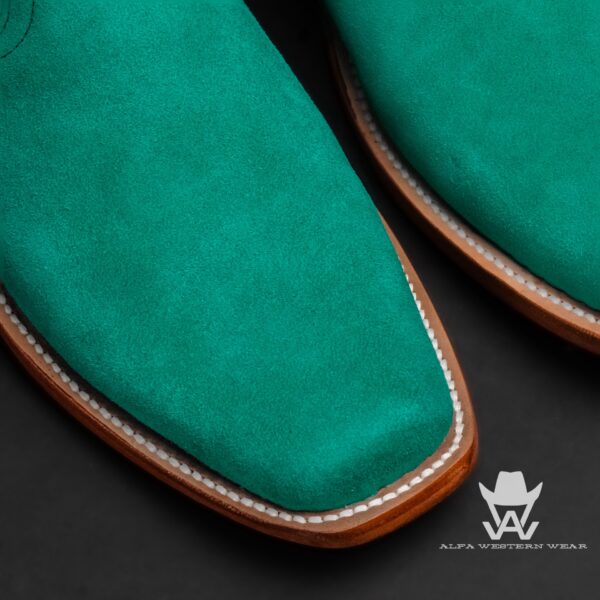 Men's Handmade Turquoise Roughout - Rodeo Toe - Image 2