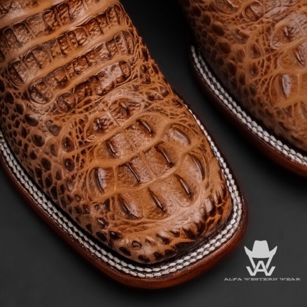 Men’s Handmade Honey Caiman Neck – Square Toe - Image 2