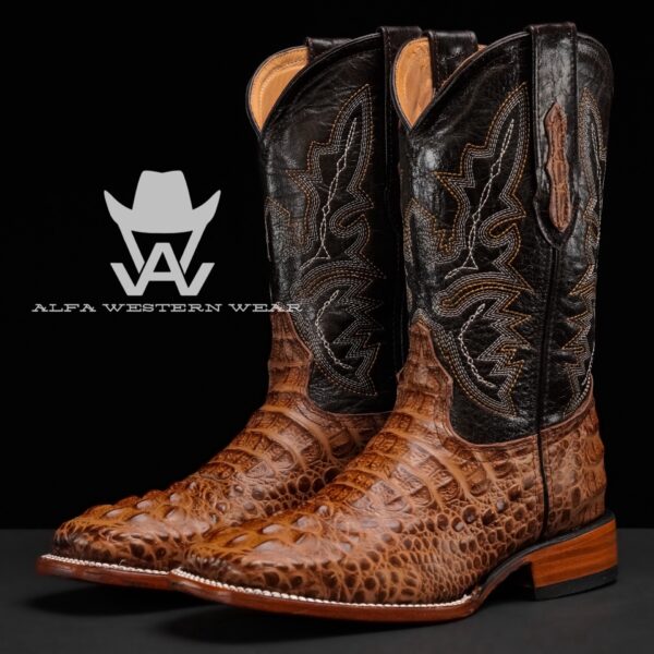 Men’s Handmade Honey Caiman Neck – Square Toe