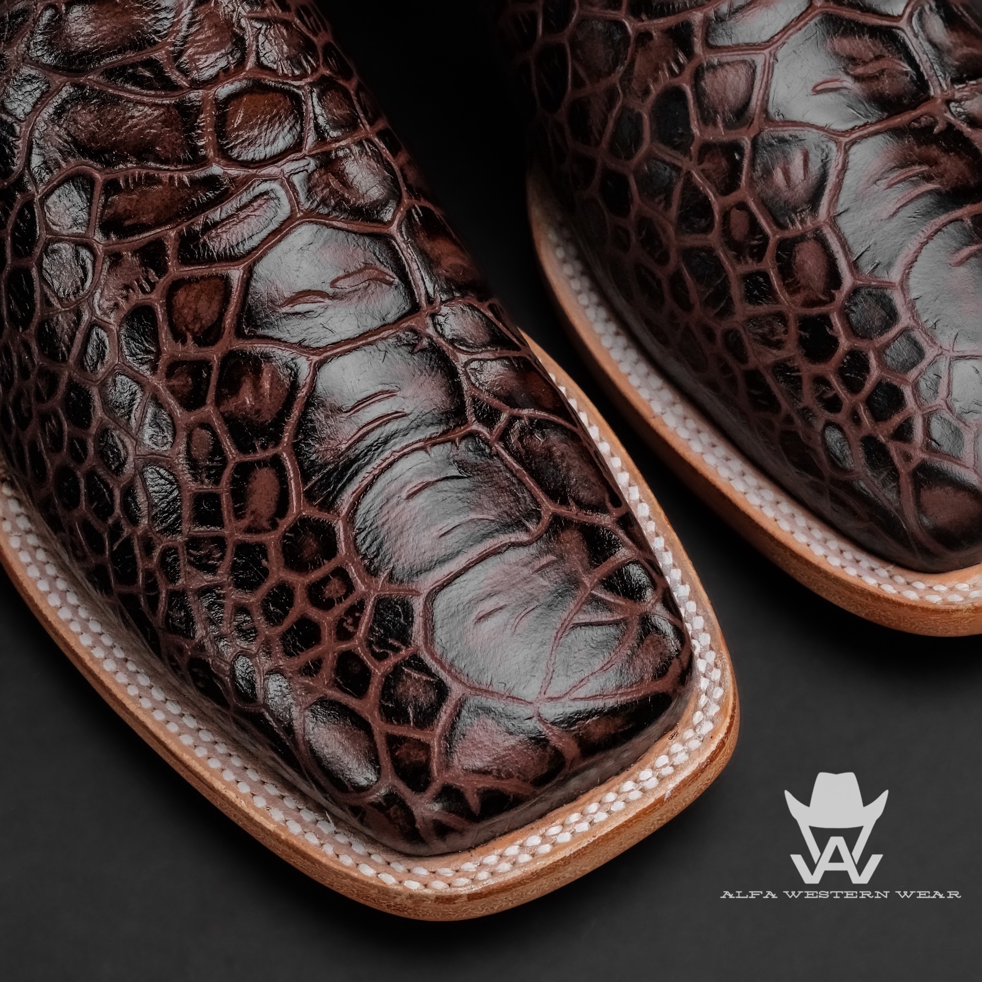 Men’s Handmade Brown Sea Turtle – Square Toe - Image 2