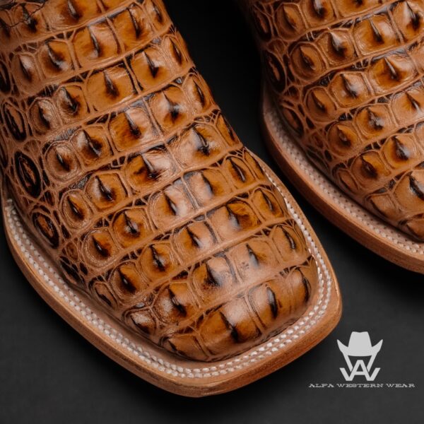 Men’s Handmade Honey Caiman Horn Back – Square Toe - Image 2