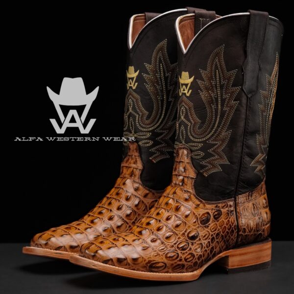 Men’s Handmade Honey Caiman Horn Back – Square Toe