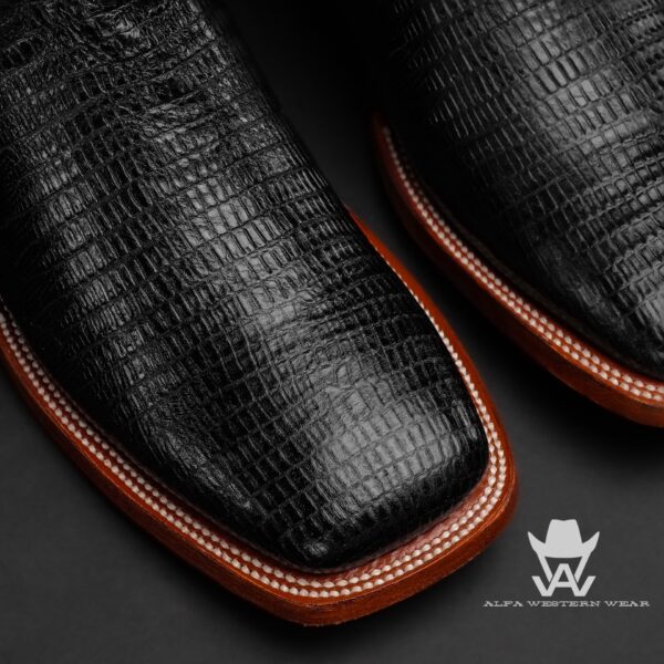 Men’s Handmade Black Lizard – Square Toe - Image 2