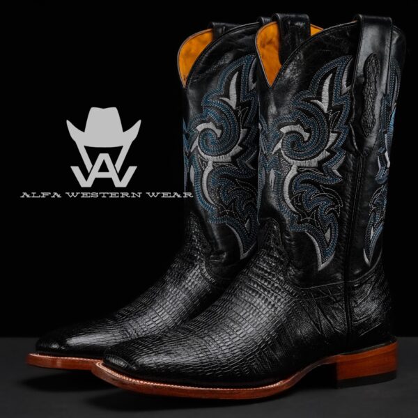 Men’s Handmade Black Lizard – Square Toe