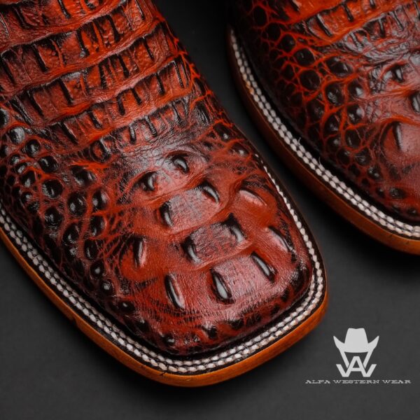 Men’s Handmade Cognac Caiman Neck – Square Toe - Image 2