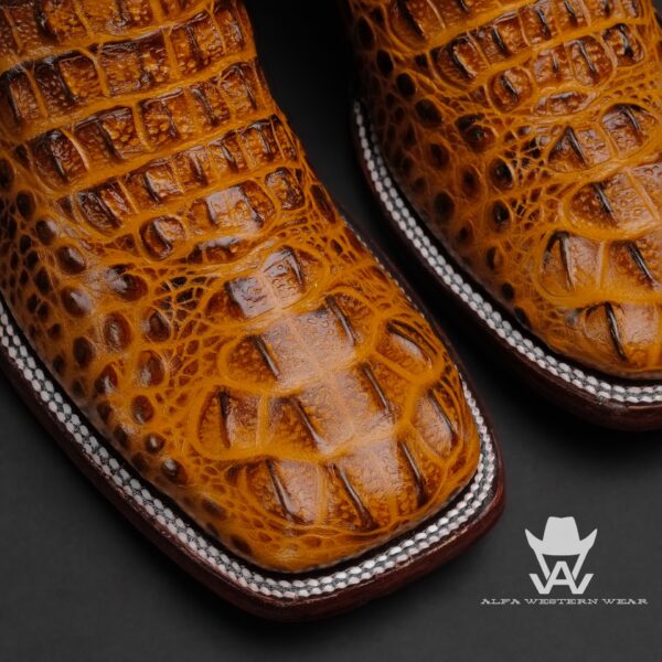 Men’s Handmade Honey Caiman Neck – Square Toe - Image 2
