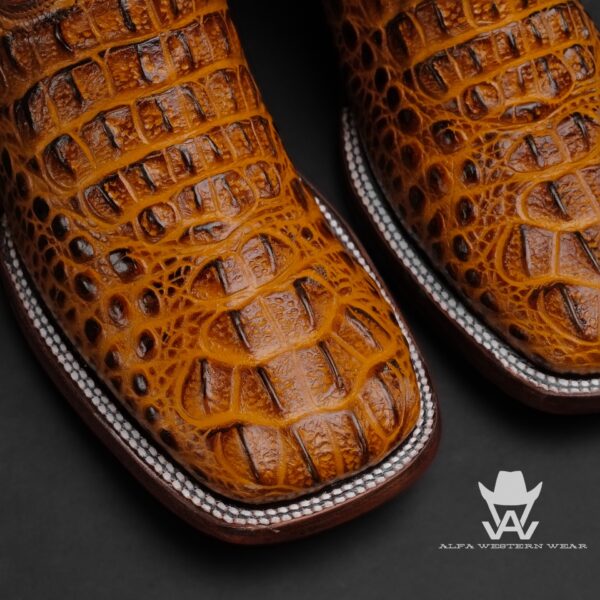Men’s Handmade Honey Caiman Neck – Square Toe - Image 2