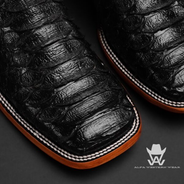 Men’s Handmade Black Giant Python – Square Toe - Image 2