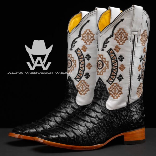 Men’s Handmade Black Giant Python – Square Toe