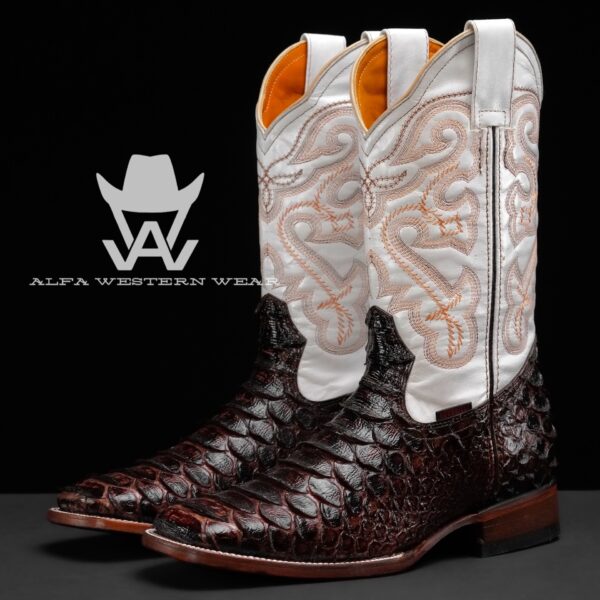 Men’s Handmade Chocolate Brown Python – Square Toe