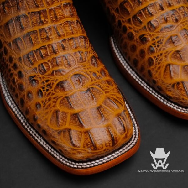 Men’s Handmade Honey Caiman Neck – Square Toe - Image 2