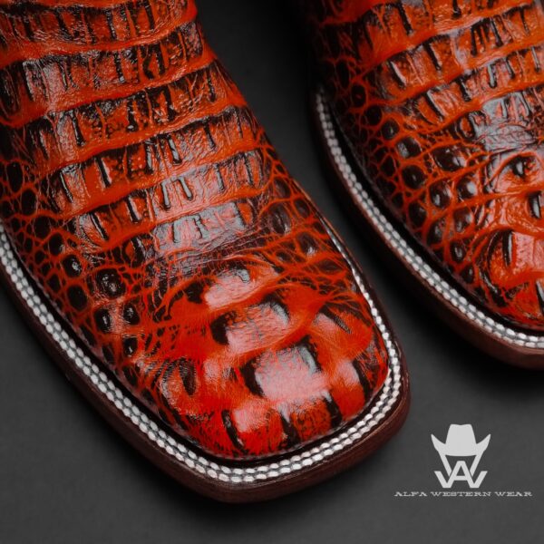 Men’s Handmade Cognac Caiman Neck – Square Toe - Image 2